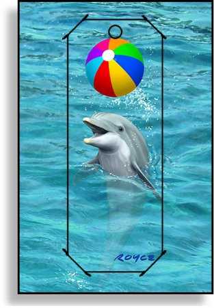 3D Grußkarte Delphin Beach Ball
