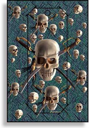 3D Grußkarte Totenkopf