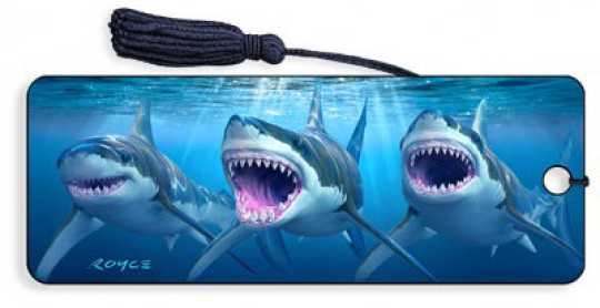 3D Lesezeichen Great White Sharks