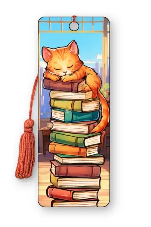 3D Lesezeichen Cat Books