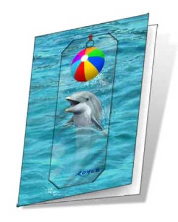 3D Grußkarte Delphin Beach Ball