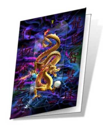 3D Grußkarte Goldener Drache