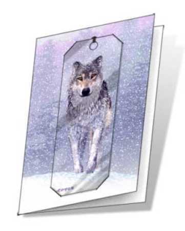 3D Grußkarte Schneewolf