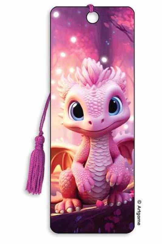 3D Lesezeichen Rosa Drache