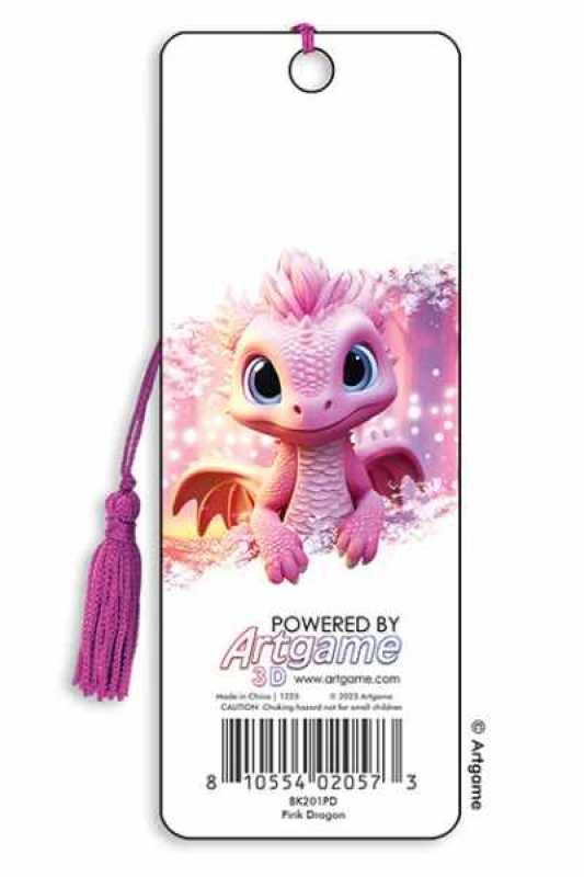 3D Lesezeichen Rosa Drache