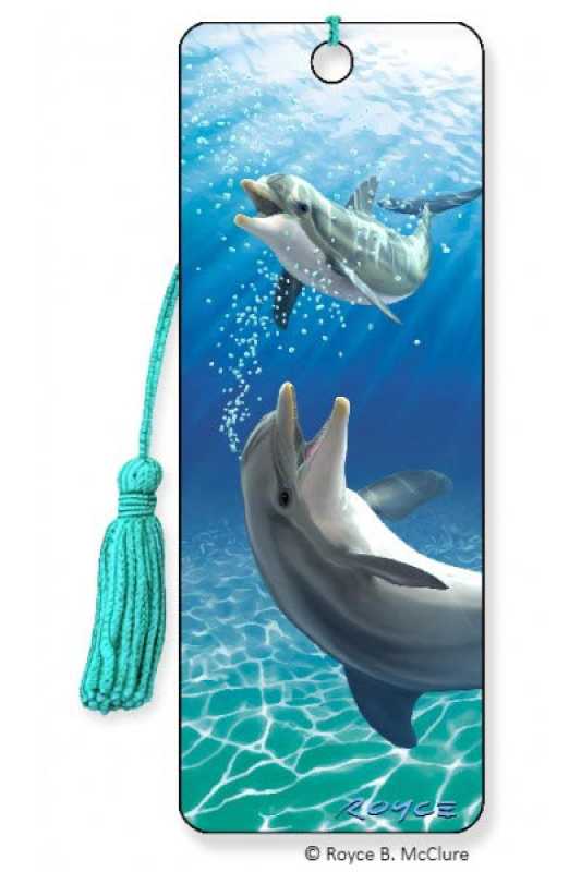 3D Lesezeichen Bubbles Dolphins