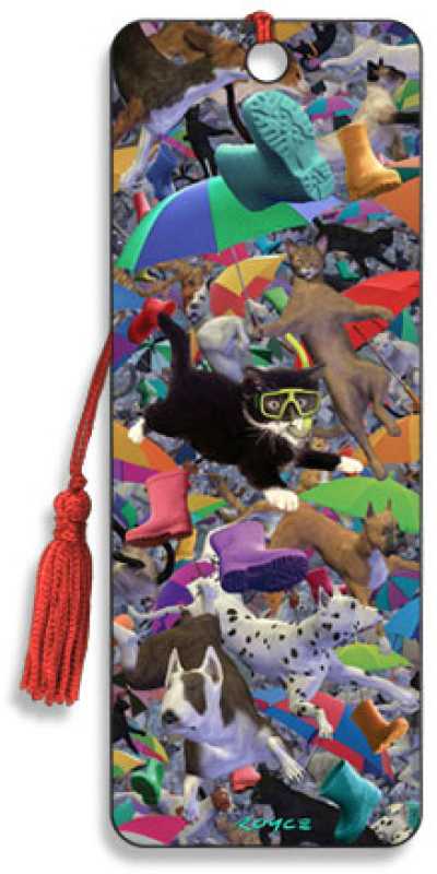3D Lesezeichen Raining Cats And Dogs