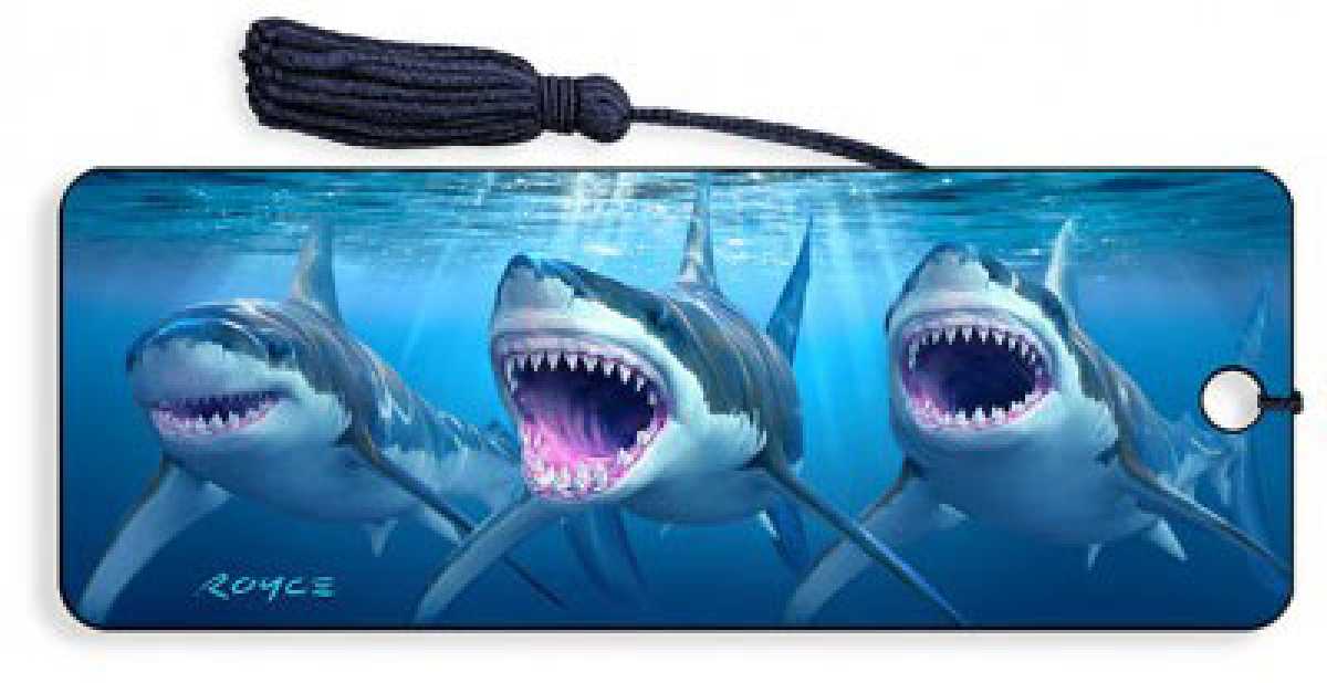 3D Lesezeichen Great White Sharks