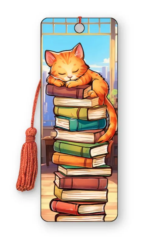 3D Lesezeichen Cat Books