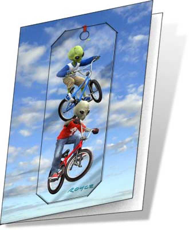 3D Grußkarte BMX Aliens