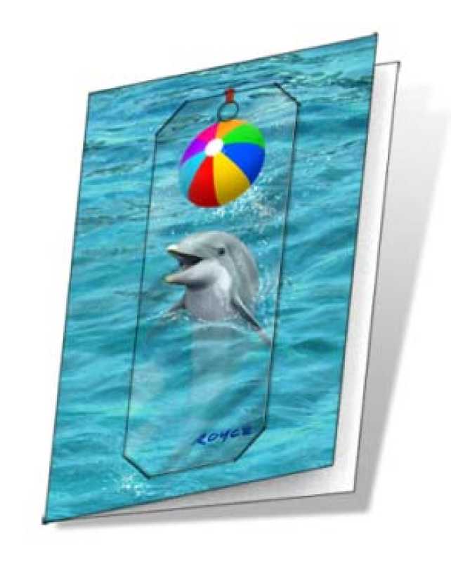 3D Grußkarte Delphin Beach Ball