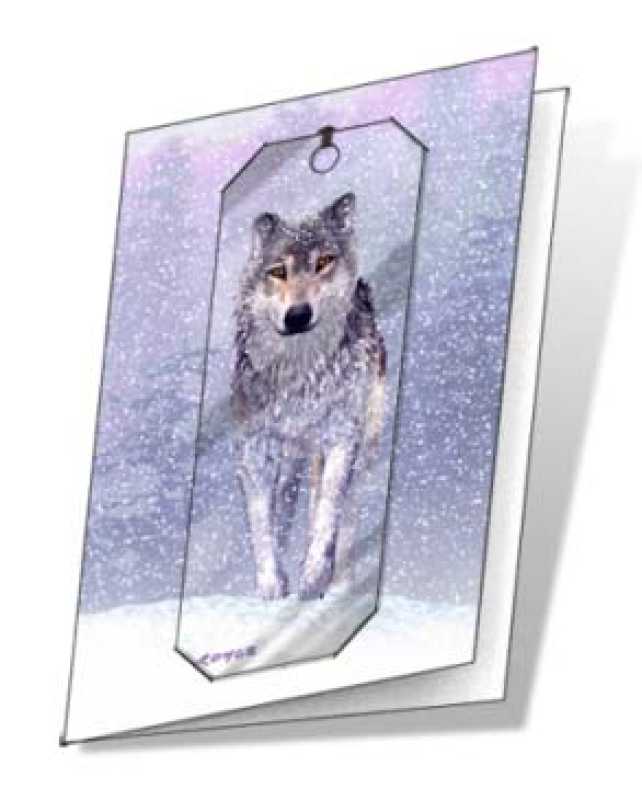 3D Grußkarte Schneewolf